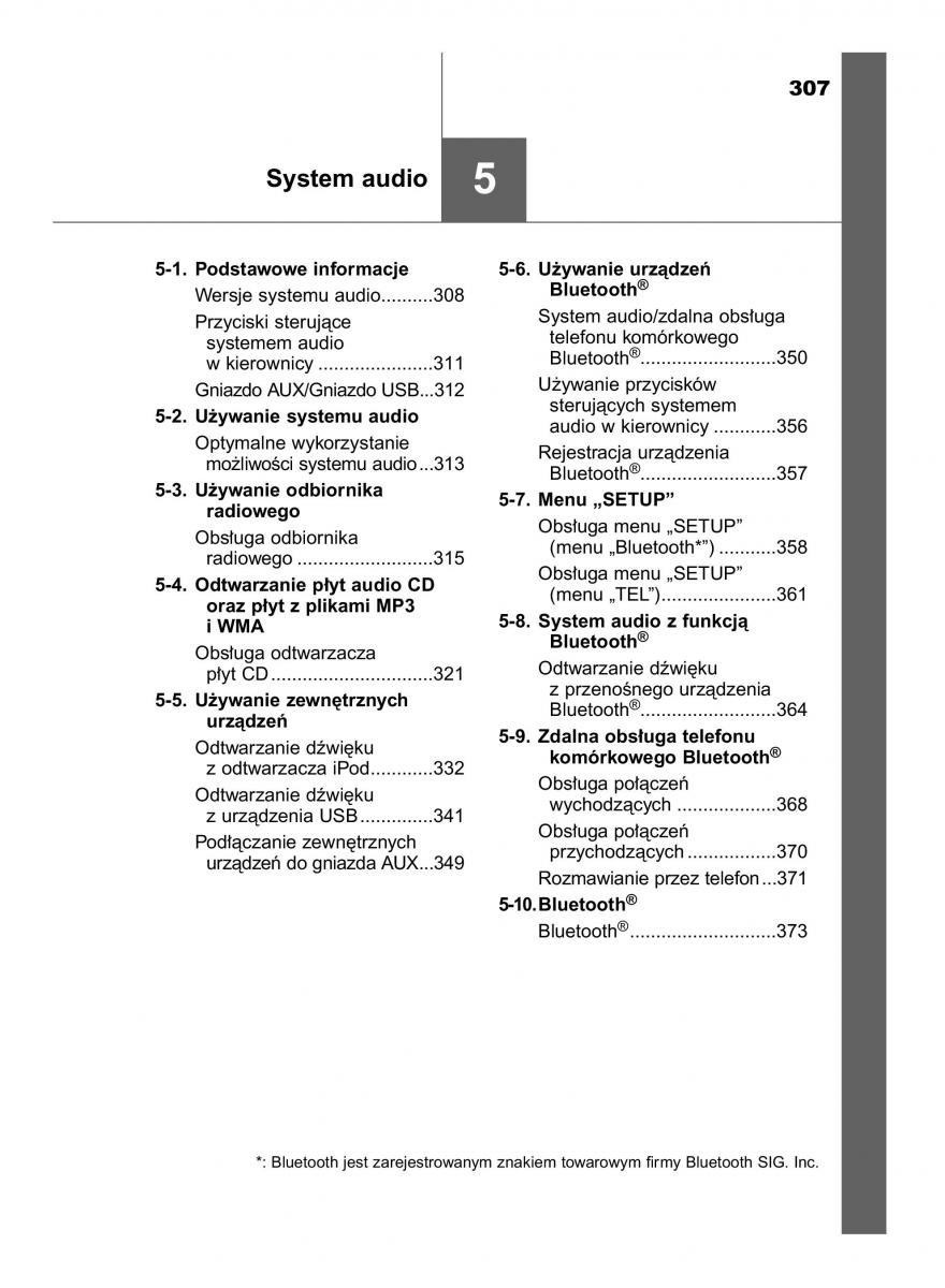 Toyota Avensis IV 4 instrukcja obslugi / page 307