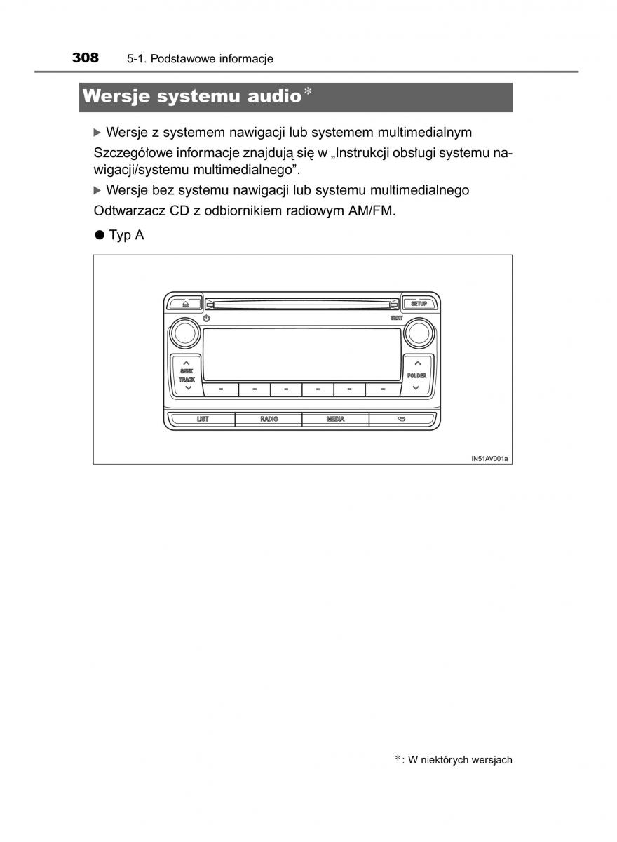 Toyota Avensis IV 4 instrukcja obslugi / page 308