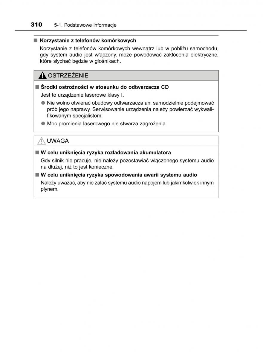 Toyota Avensis IV 4 instrukcja obslugi / page 310