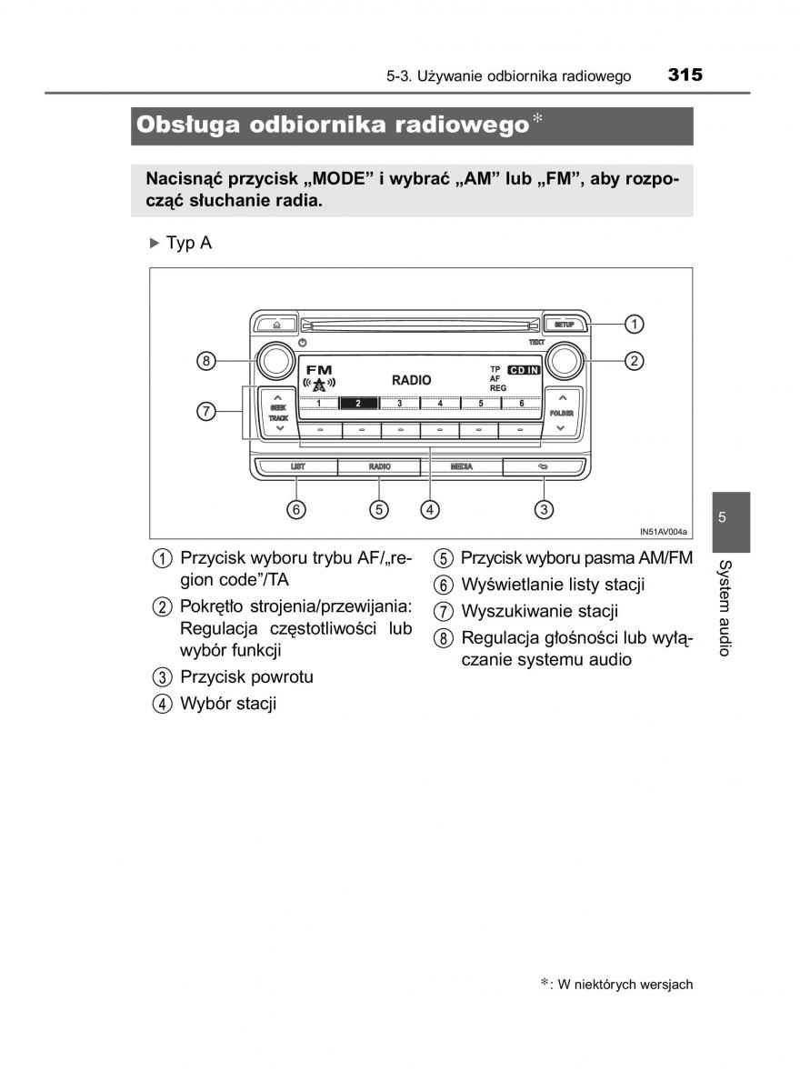 Toyota Avensis IV 4 instrukcja obslugi / page 315