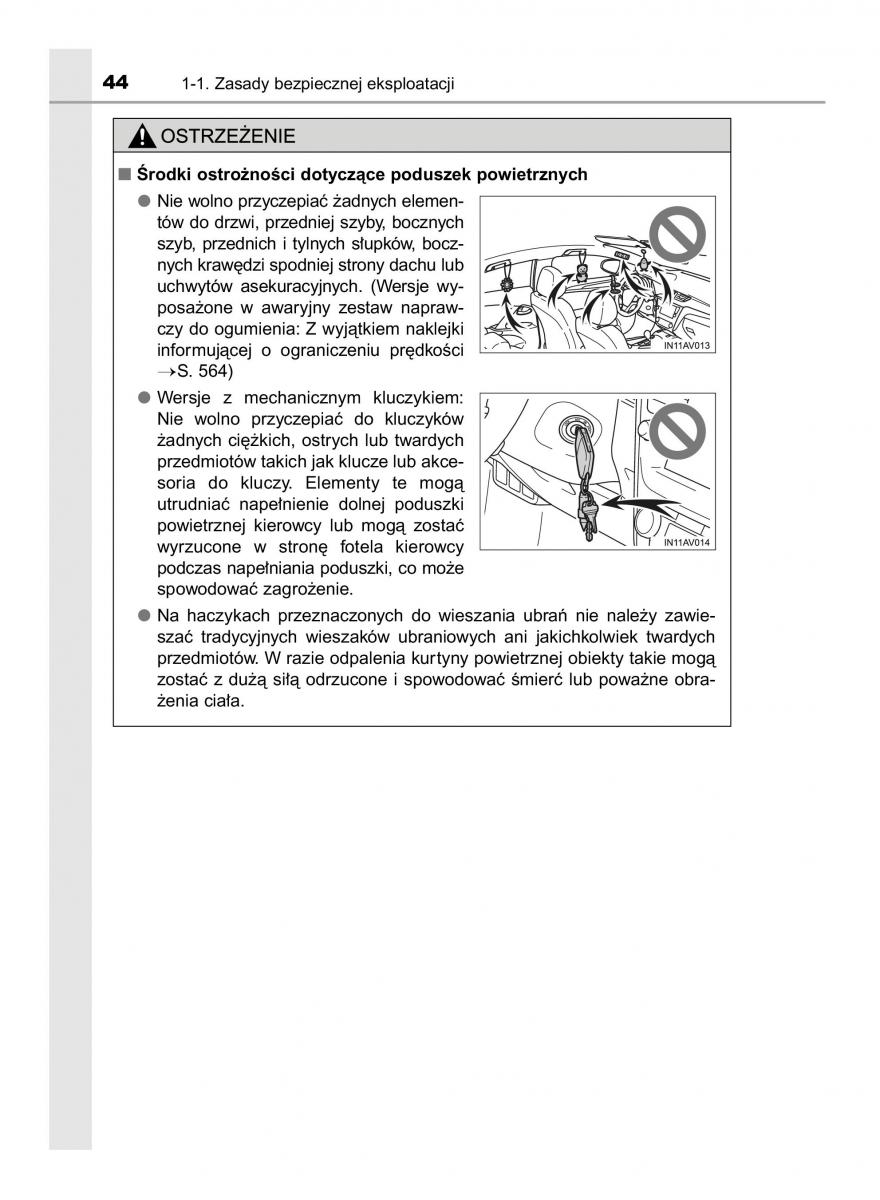 Toyota Avensis IV 4 instrukcja obslugi / page 44
