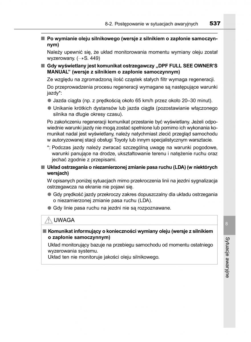 Toyota Avensis IV 4 instrukcja obslugi / page 537