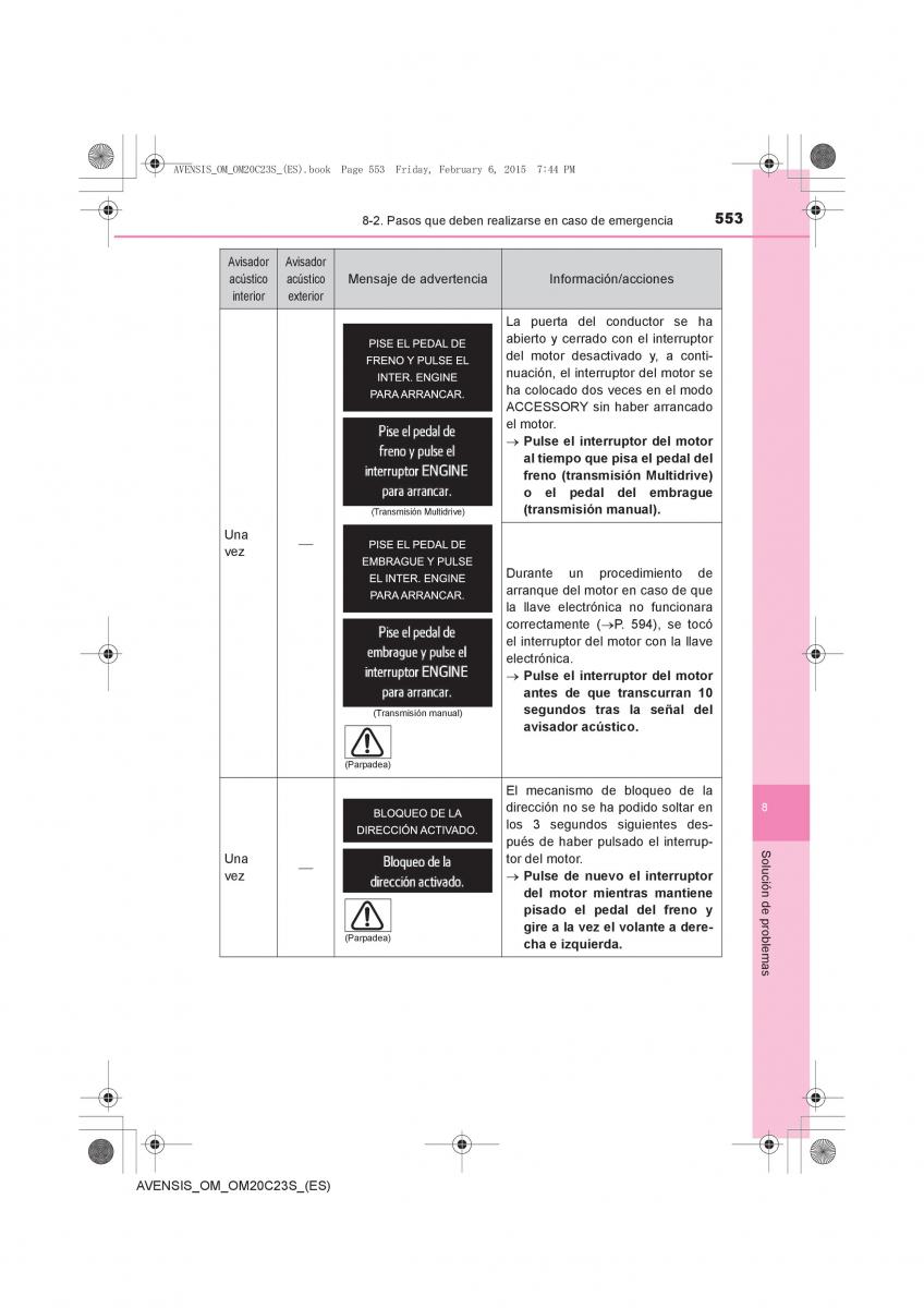 Toyota Avensis IV 4 manual del propietario / page 553