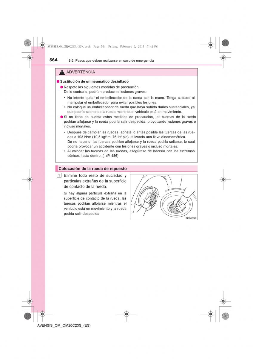 Toyota Avensis IV 4 manual del propietario / page 564