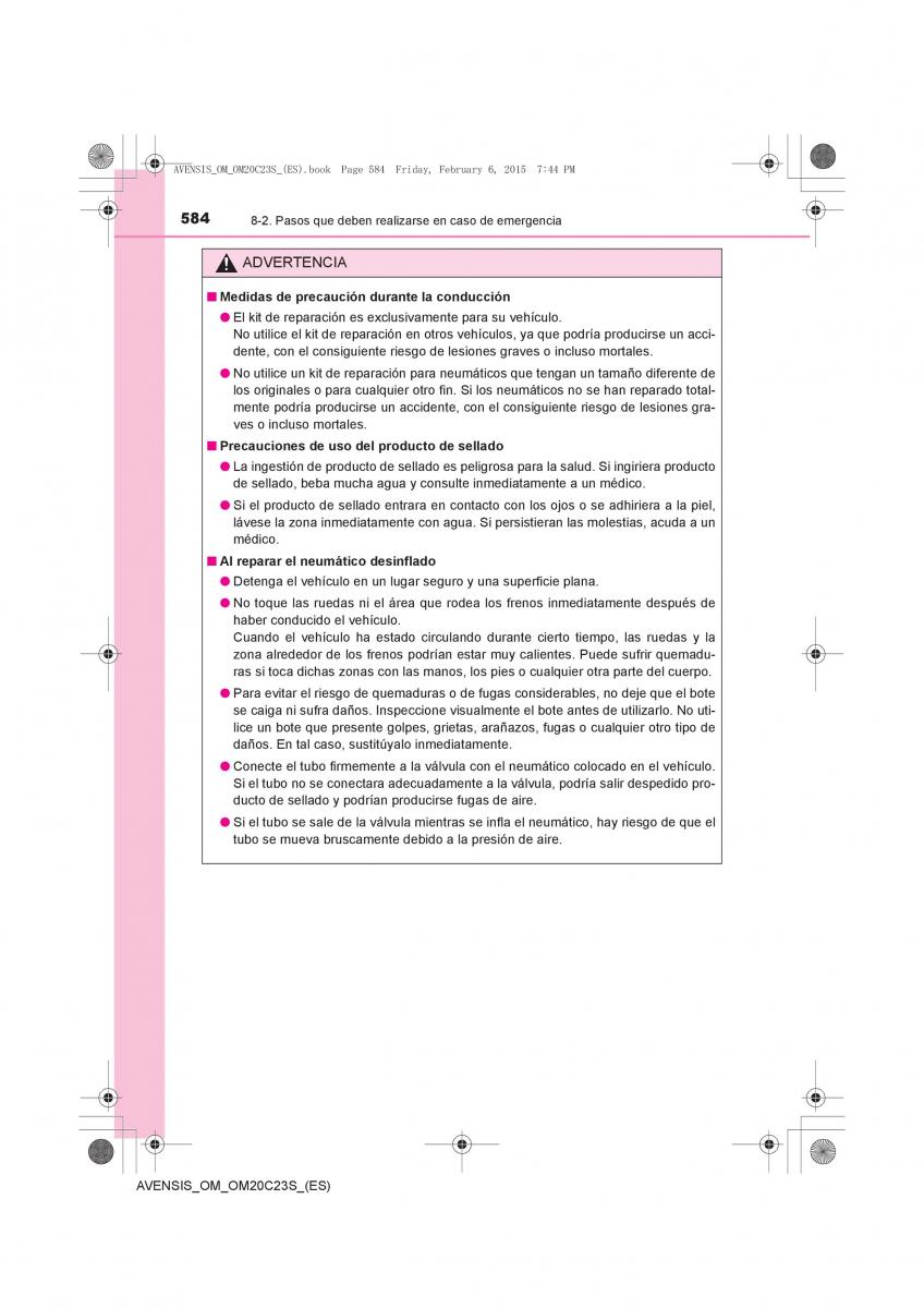 Toyota Avensis IV 4 manual del propietario / page 584