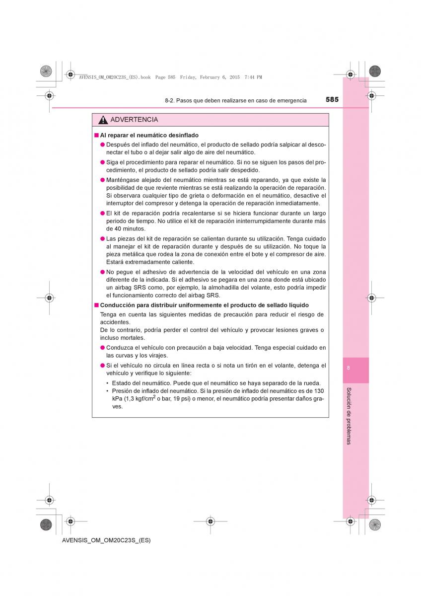 Toyota Avensis IV 4 manual del propietario / page 585