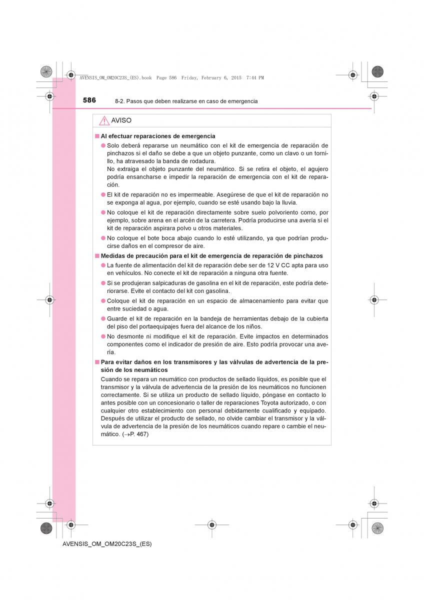 Toyota Avensis IV 4 manual del propietario / page 586