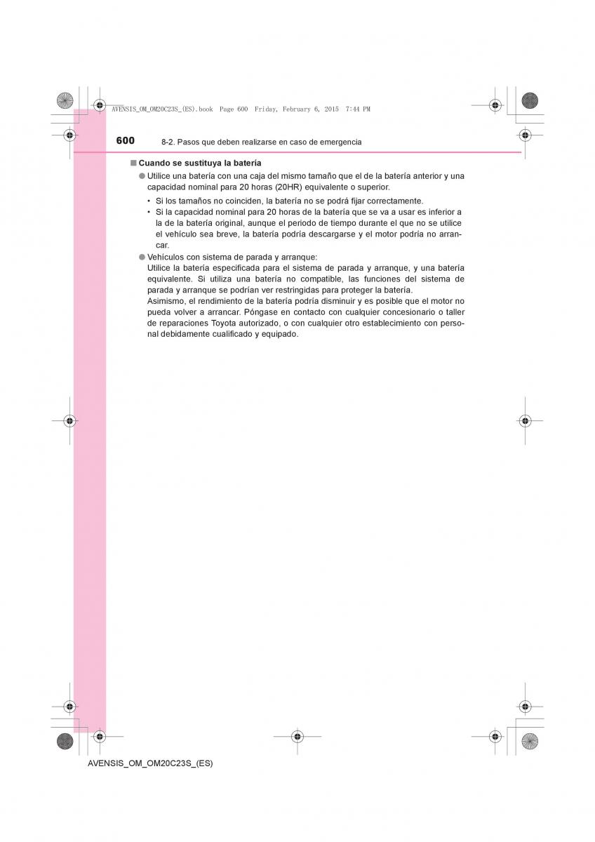 Toyota Avensis IV 4 manual del propietario / page 600