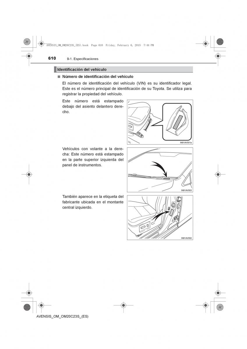 Toyota Avensis IV 4 manual del propietario / page 610