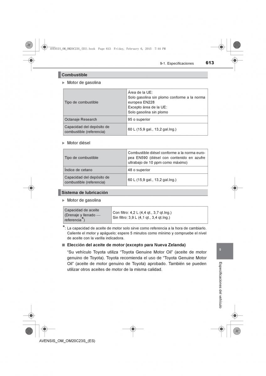 Toyota Avensis IV 4 manual del propietario / page 613