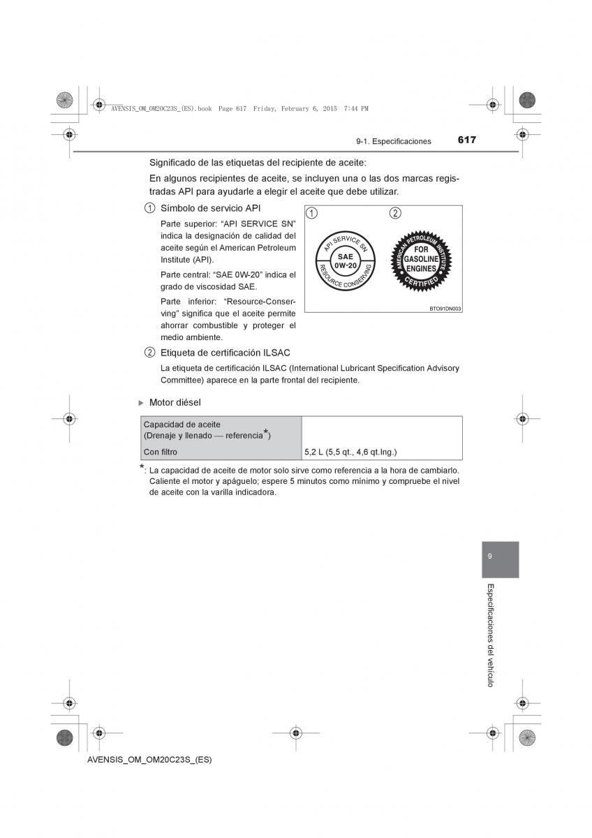 Toyota Avensis IV 4 manual del propietario / page 617