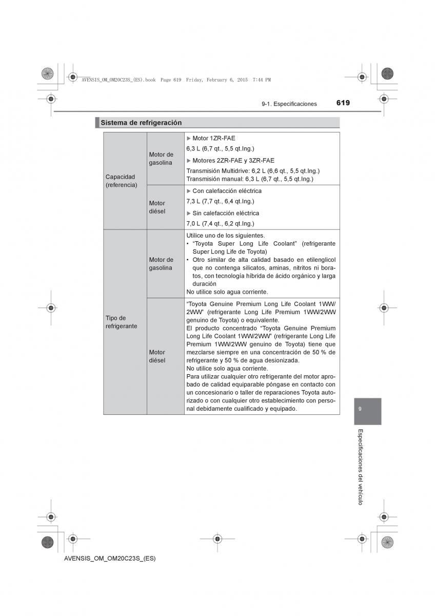 Toyota Avensis IV 4 manual del propietario / page 619