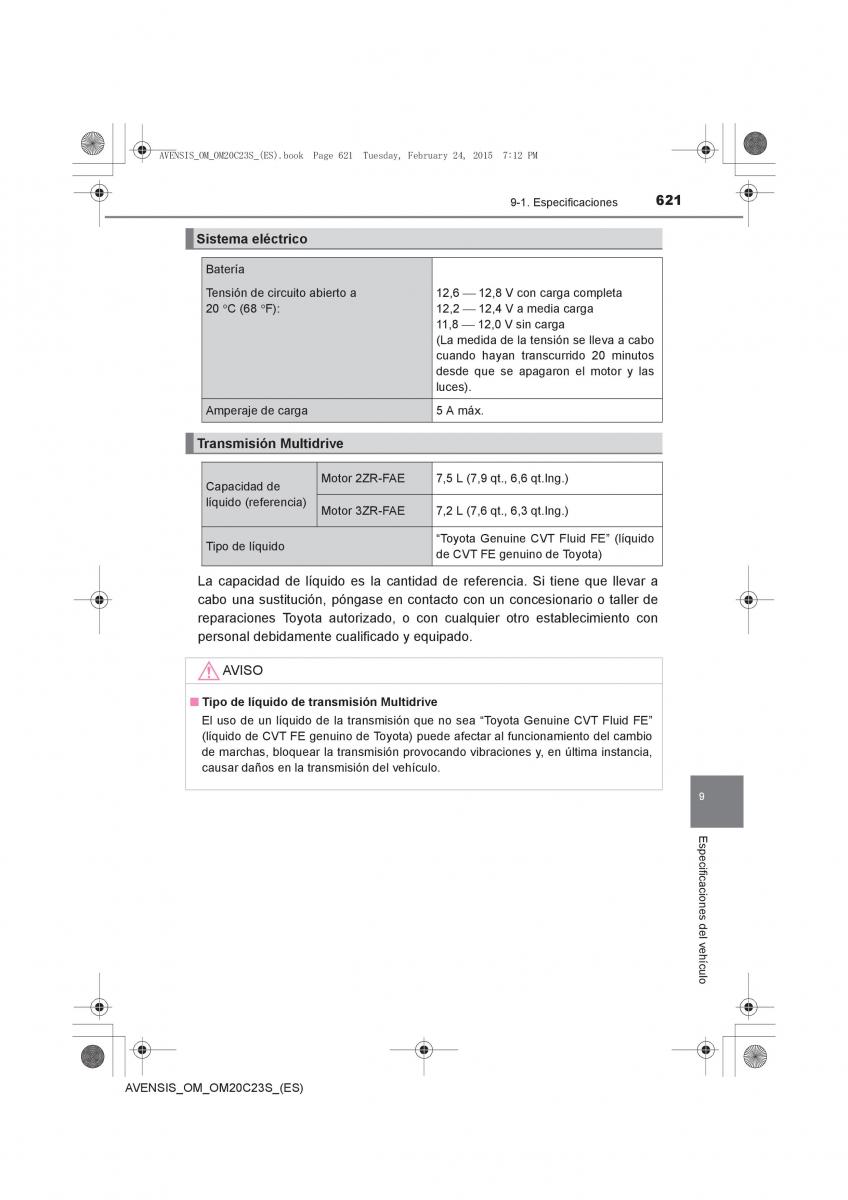 Toyota Avensis IV 4 manual del propietario / page 621