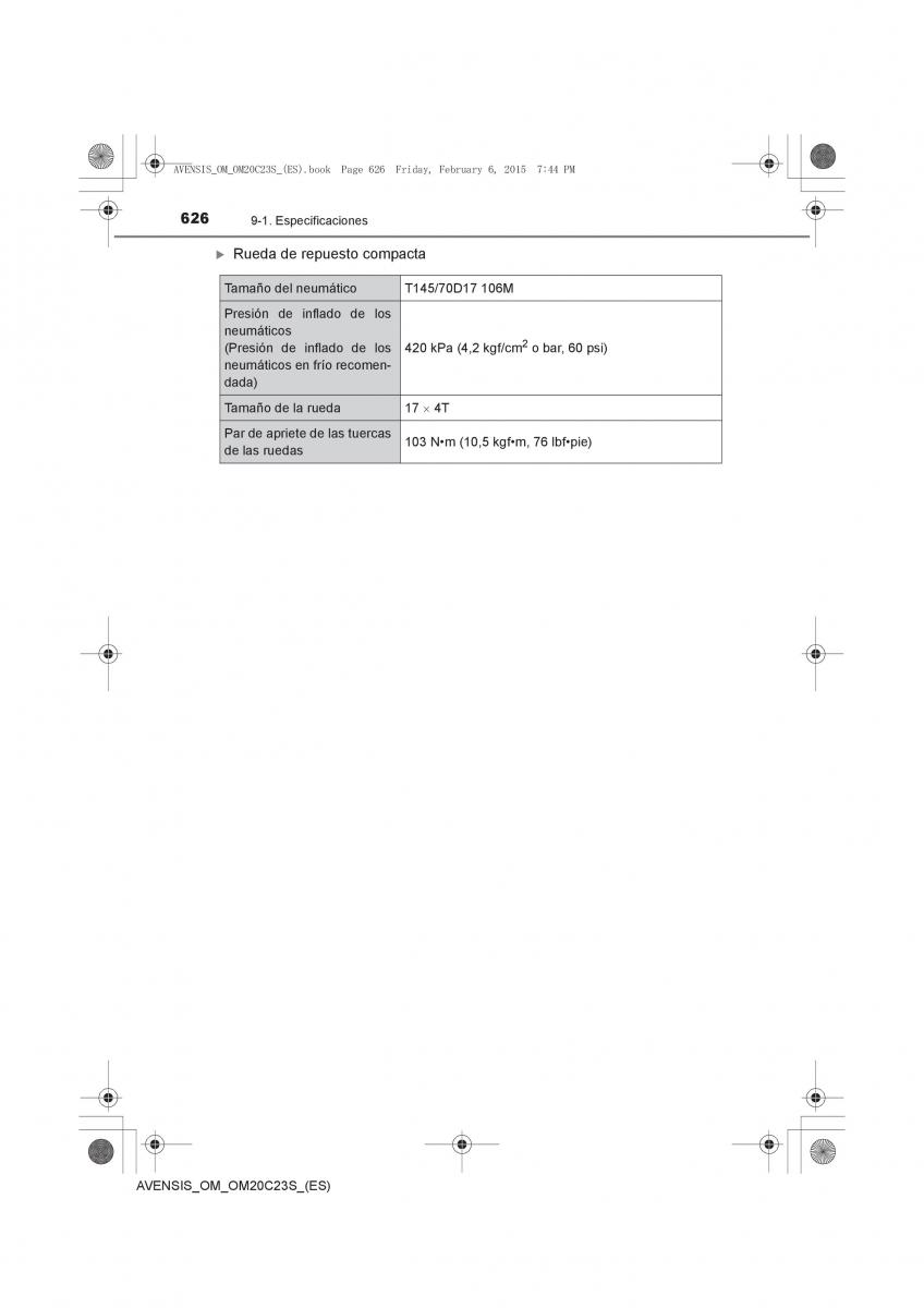 Toyota Avensis IV 4 manual del propietario / page 626