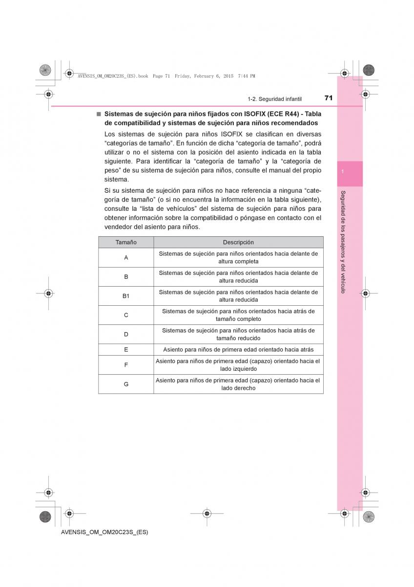 Toyota Avensis IV 4 manual del propietario / page 71