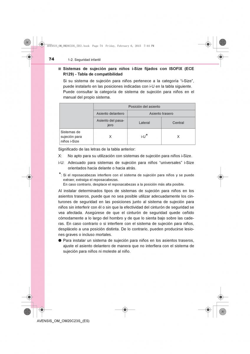 Toyota Avensis IV 4 manual del propietario / page 74