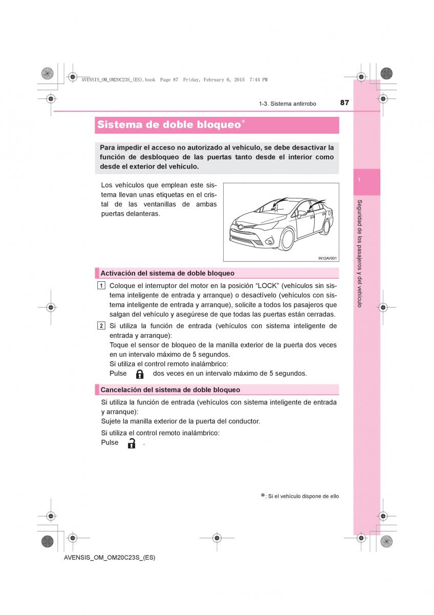 Toyota Avensis IV 4 manual del propietario / page 87