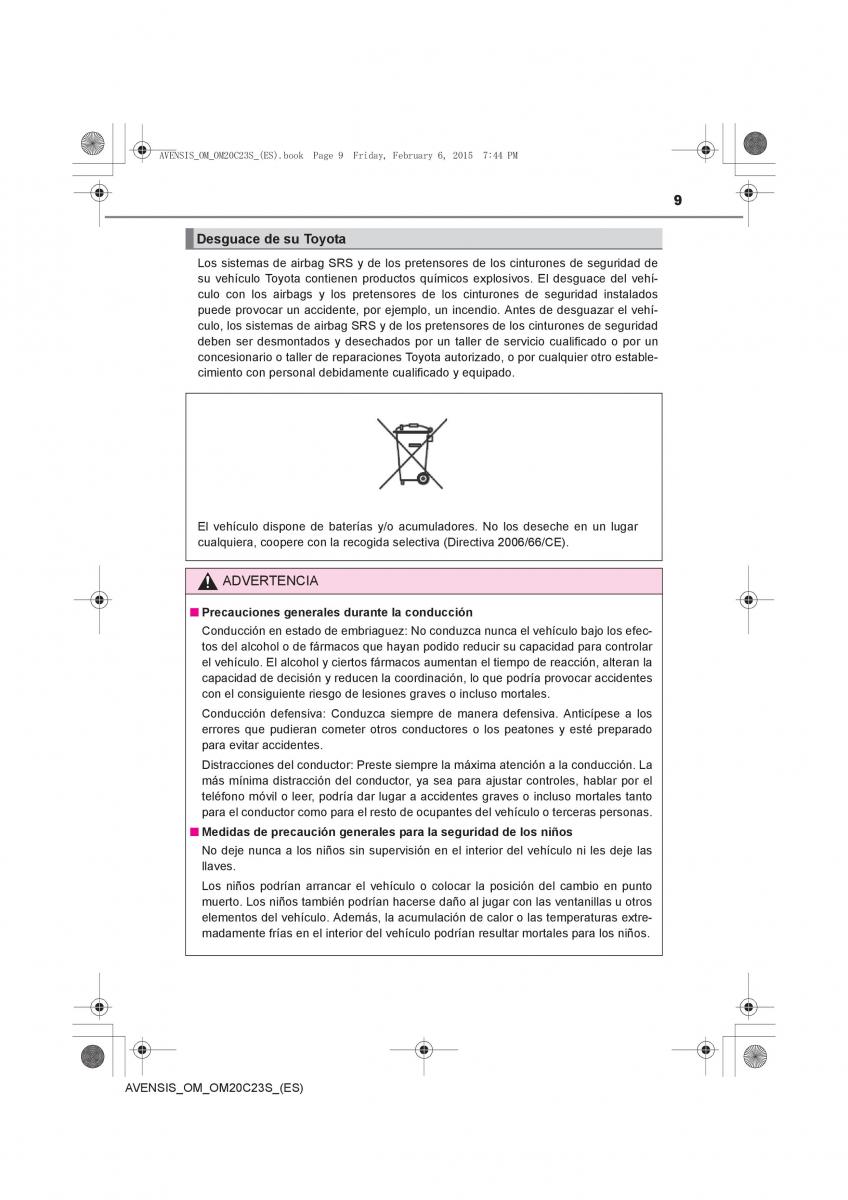 Toyota Avensis IV 4 manual del propietario / page 9