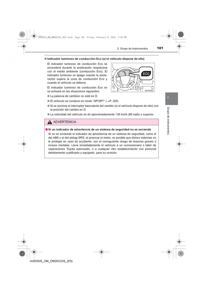 Toyota Avensis IV 4 manual del propietario / page 101