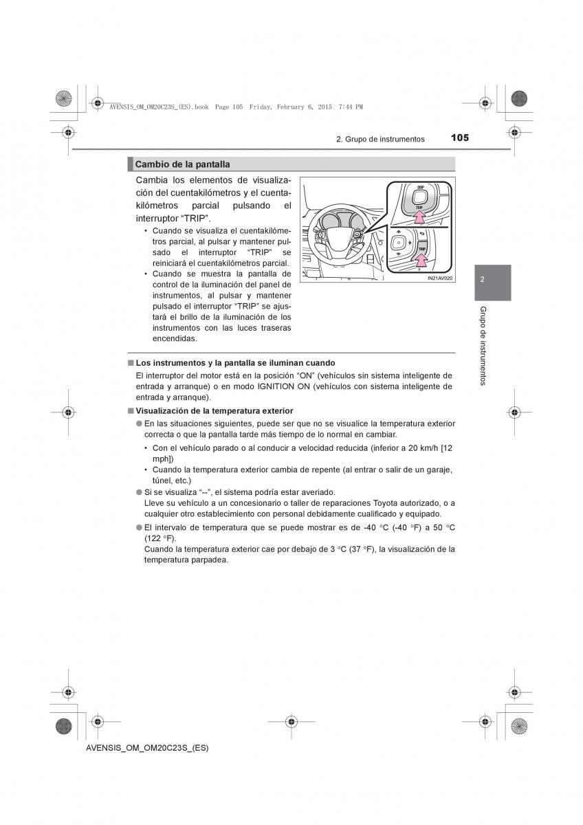 Toyota Avensis IV 4 manual del propietario / page 105