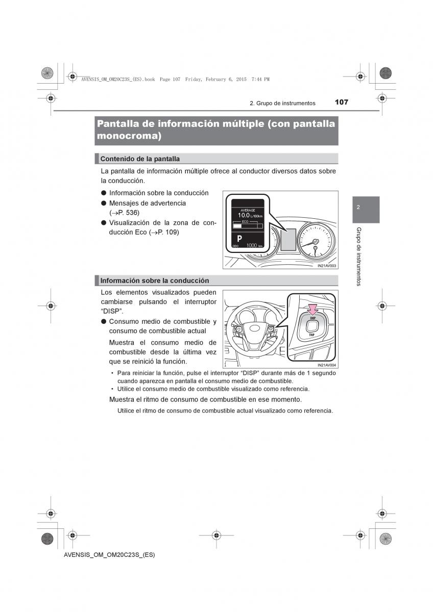 Toyota Avensis IV 4 manual del propietario / page 107