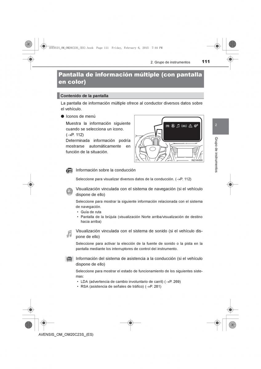 Toyota Avensis IV 4 manual del propietario / page 111