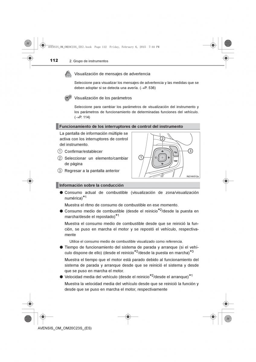 Toyota Avensis IV 4 manual del propietario / page 112