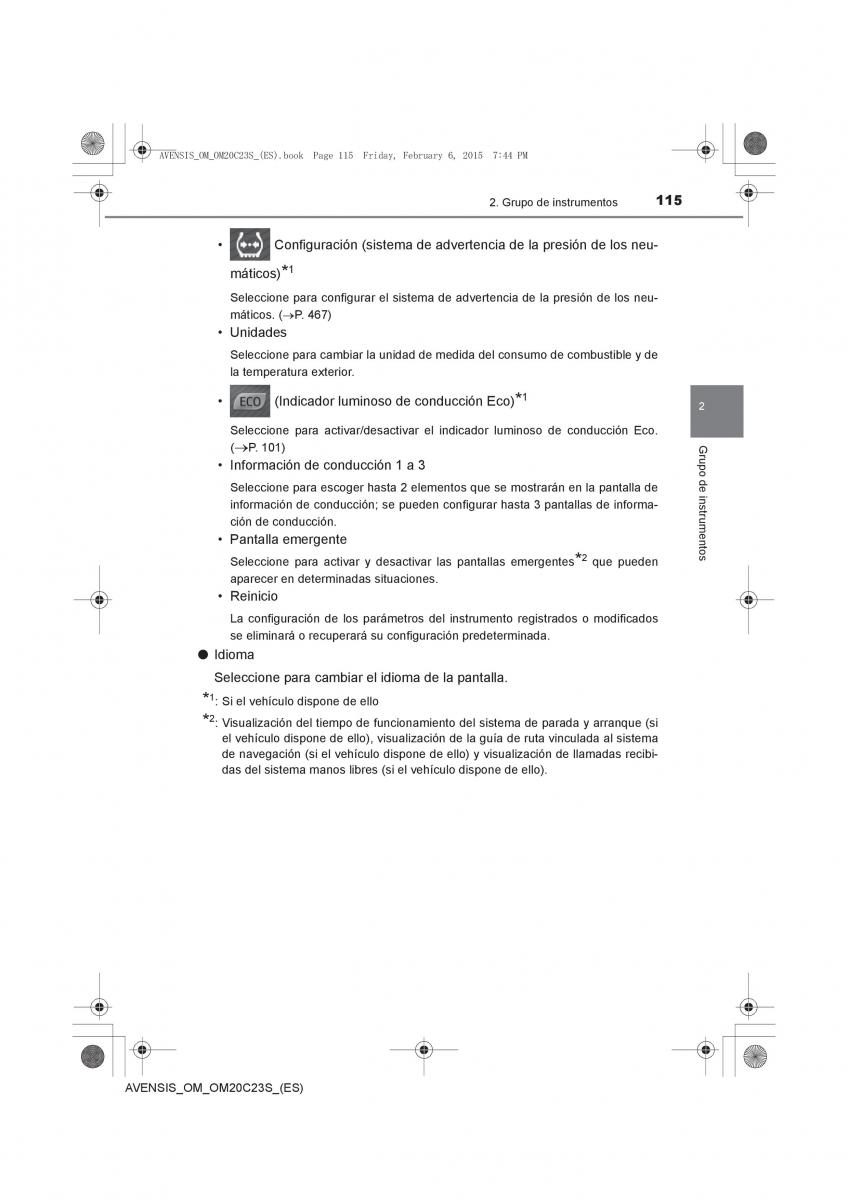 Toyota Avensis IV 4 manual del propietario / page 115