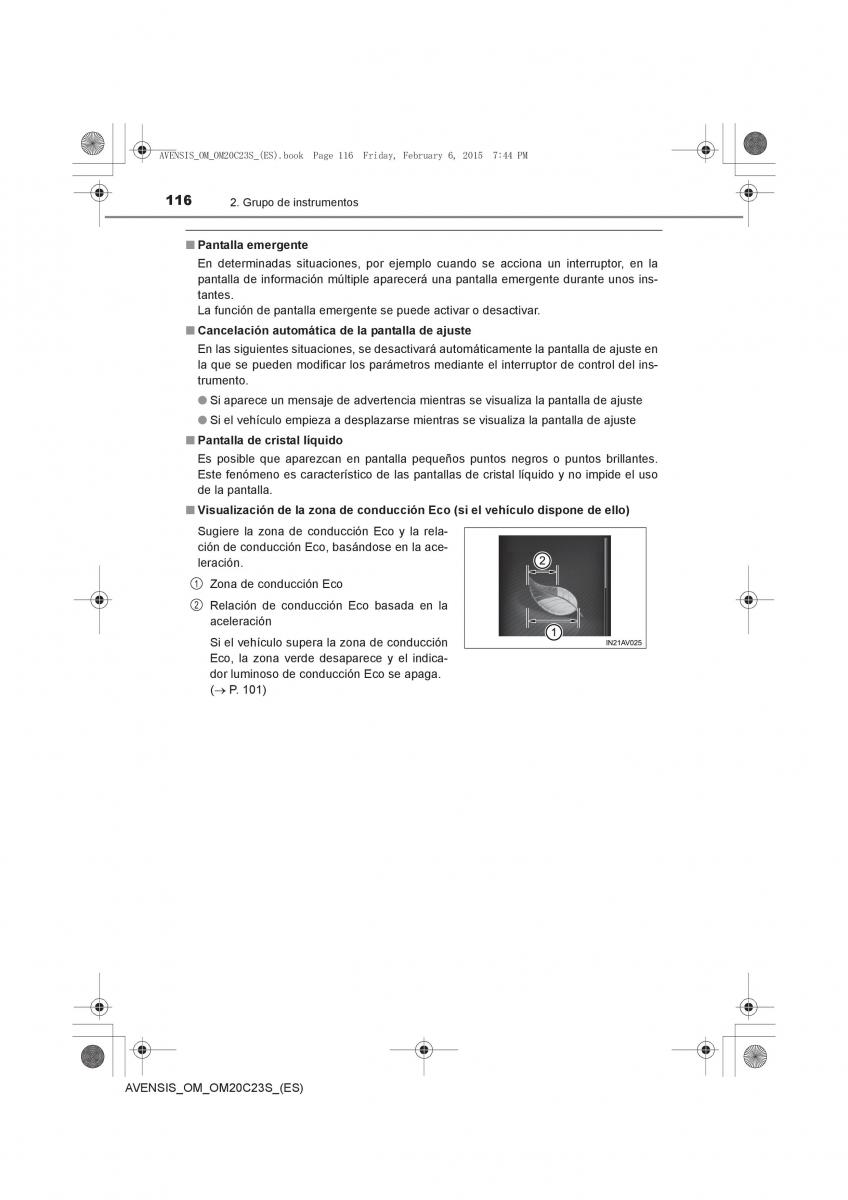 Toyota Avensis IV 4 manual del propietario / page 116