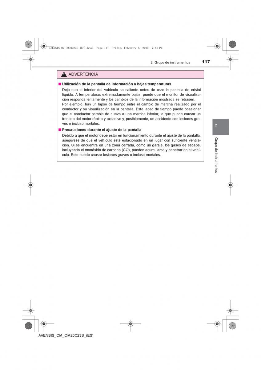 Toyota Avensis IV 4 manual del propietario / page 117