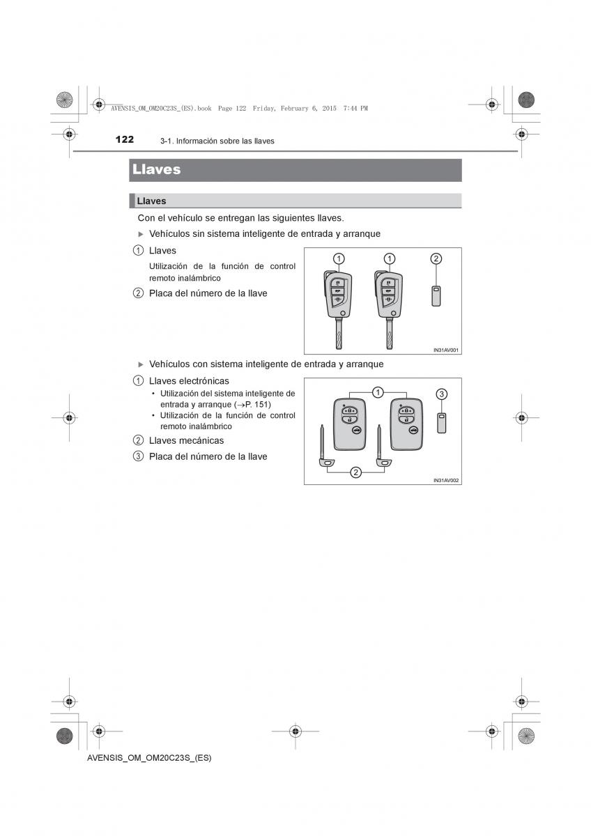 Toyota Avensis IV 4 manual del propietario / page 122