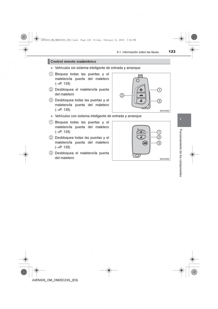 Toyota Avensis IV 4 manual del propietario / page 123