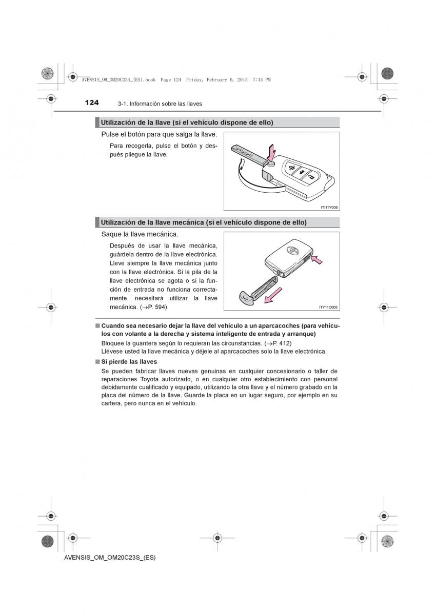 Toyota Avensis IV 4 manual del propietario / page 124