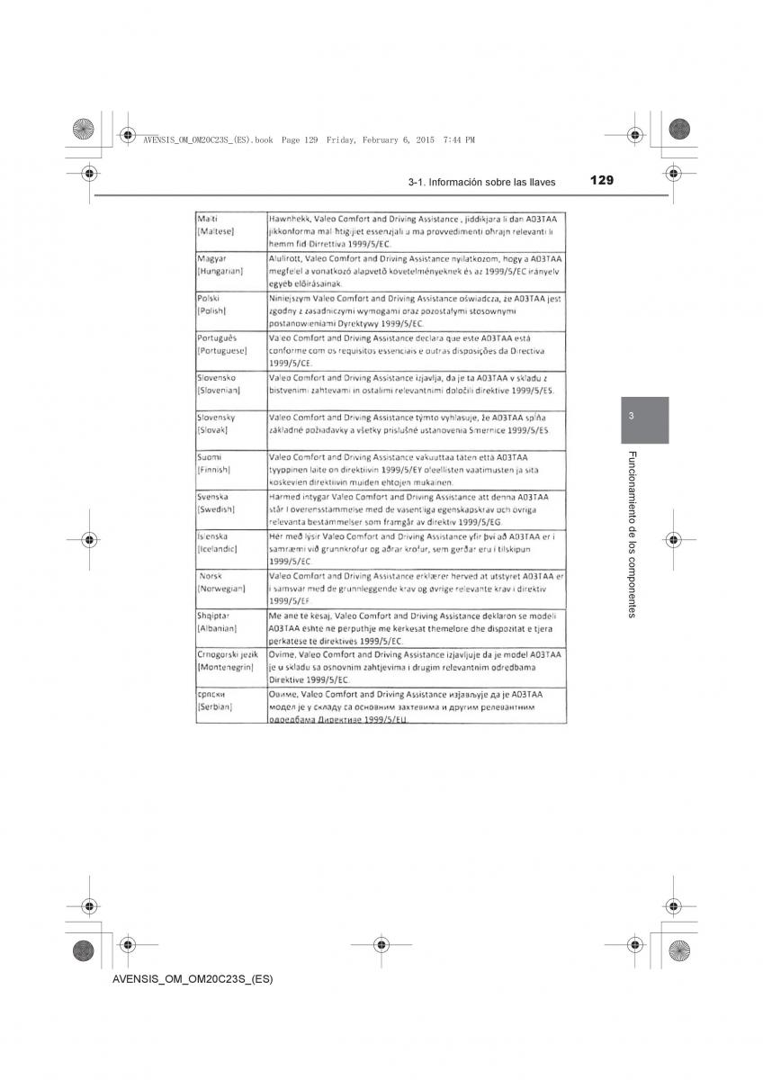 Toyota Avensis IV 4 manual del propietario / page 129