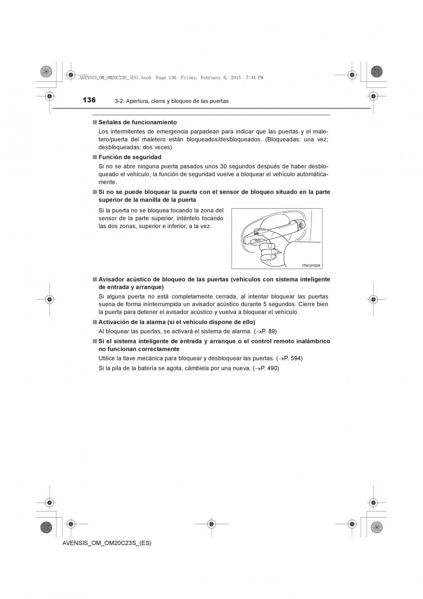 Toyota Avensis IV 4 manual del propietario / page 136