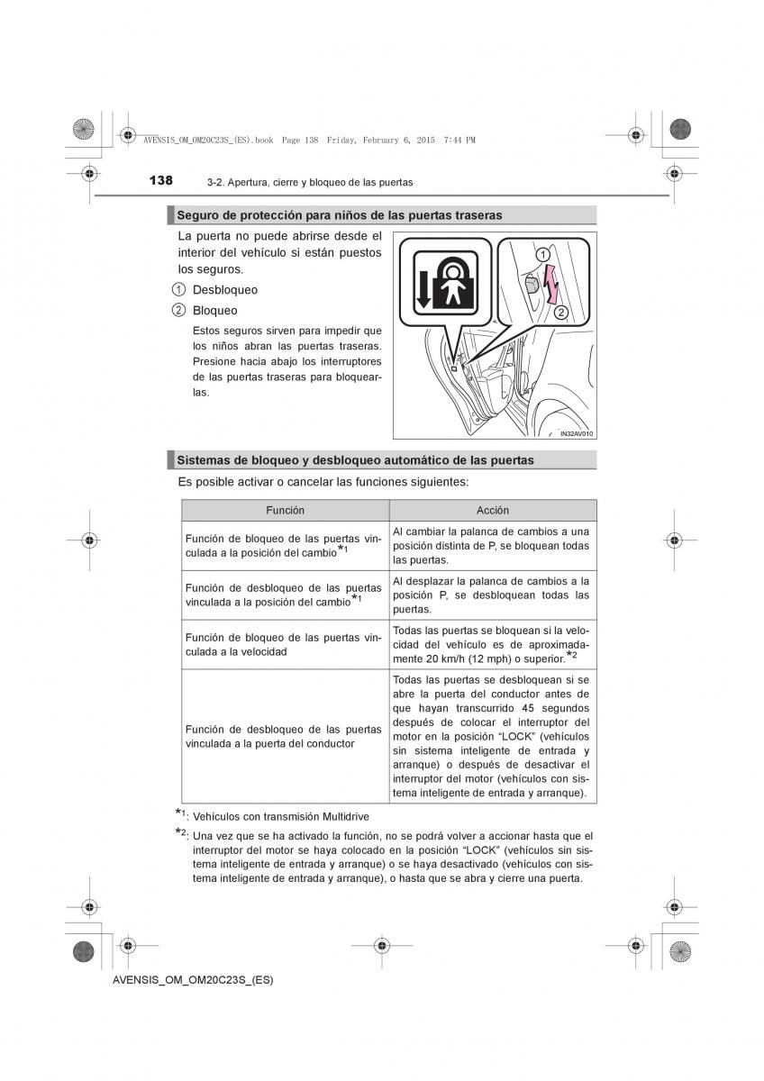 Toyota Avensis IV 4 manual del propietario / page 138