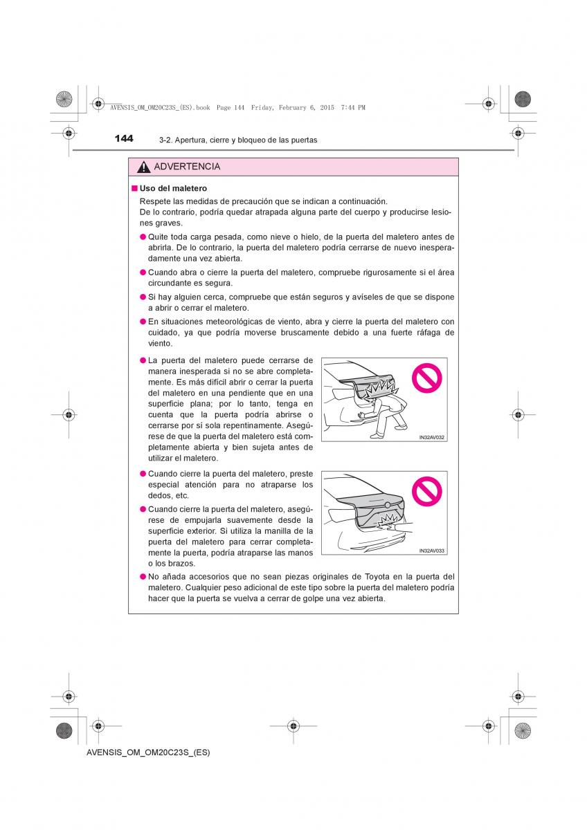 Toyota Avensis IV 4 manual del propietario / page 144