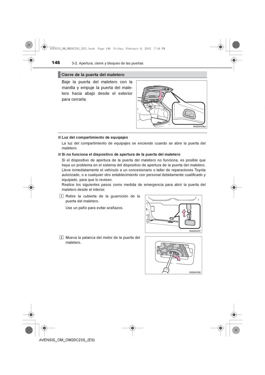 Toyota Avensis IV 4 manual del propietario / page 146