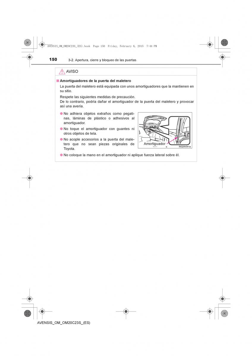 Toyota Avensis IV 4 manual del propietario / page 150