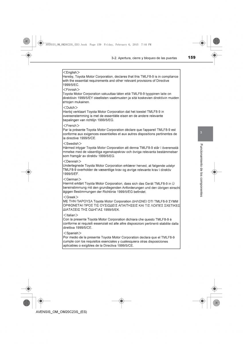 Toyota Avensis IV 4 manual del propietario / page 159