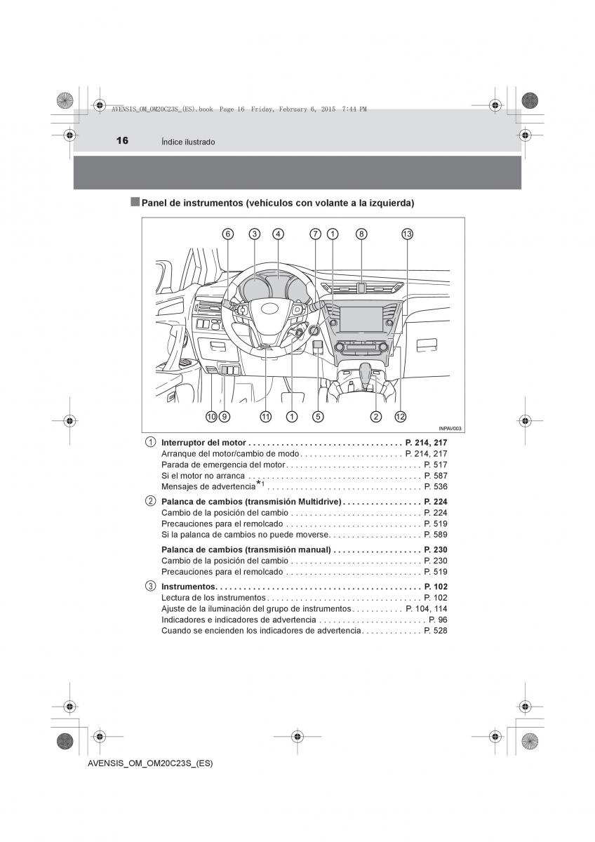 Toyota Avensis IV 4 manual del propietario / page 16