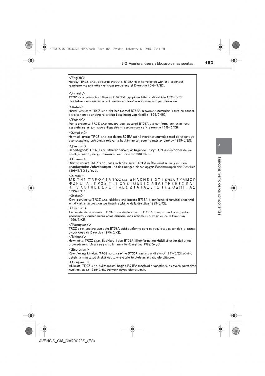 Toyota Avensis IV 4 manual del propietario / page 163