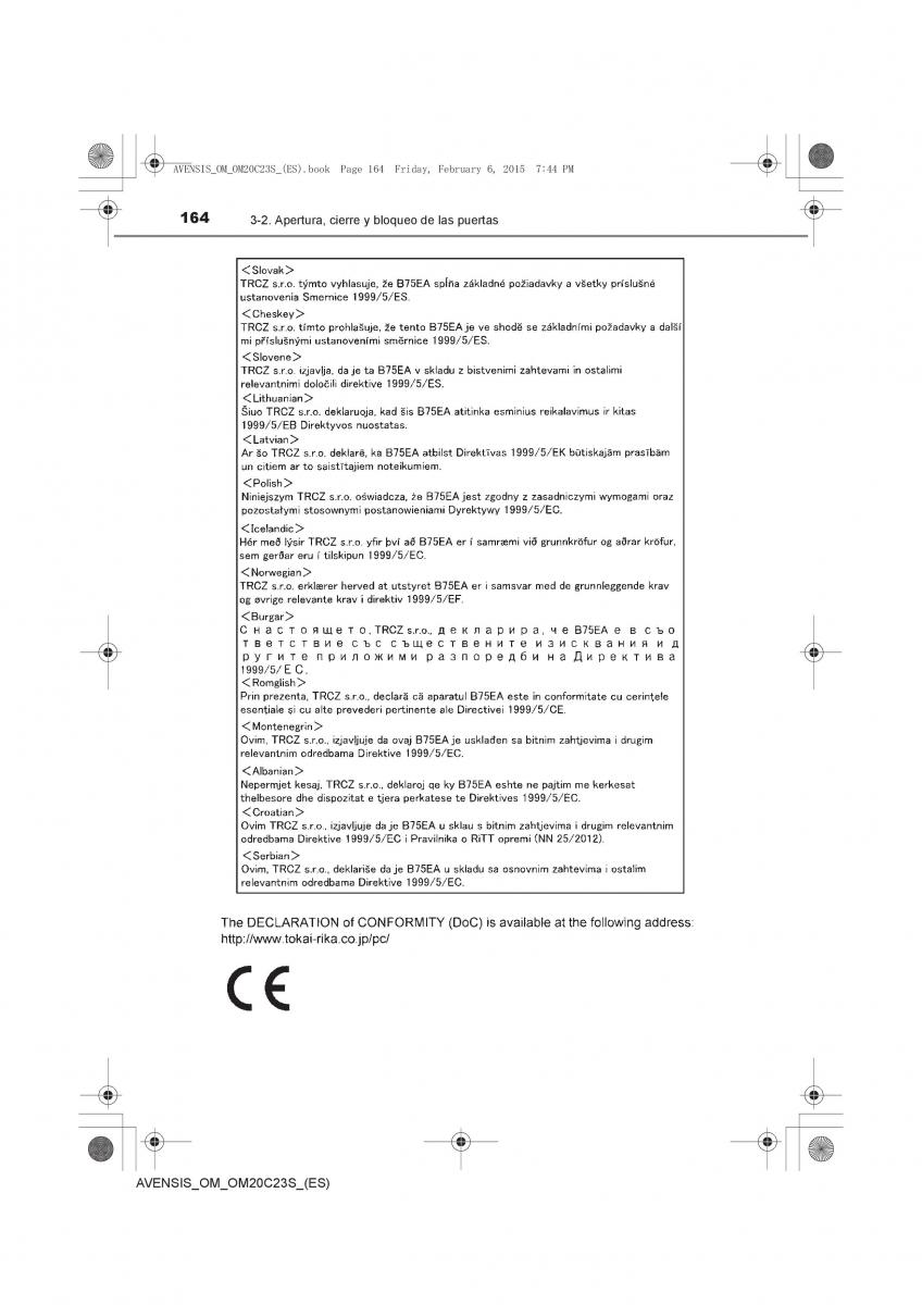 Toyota Avensis IV 4 manual del propietario / page 164