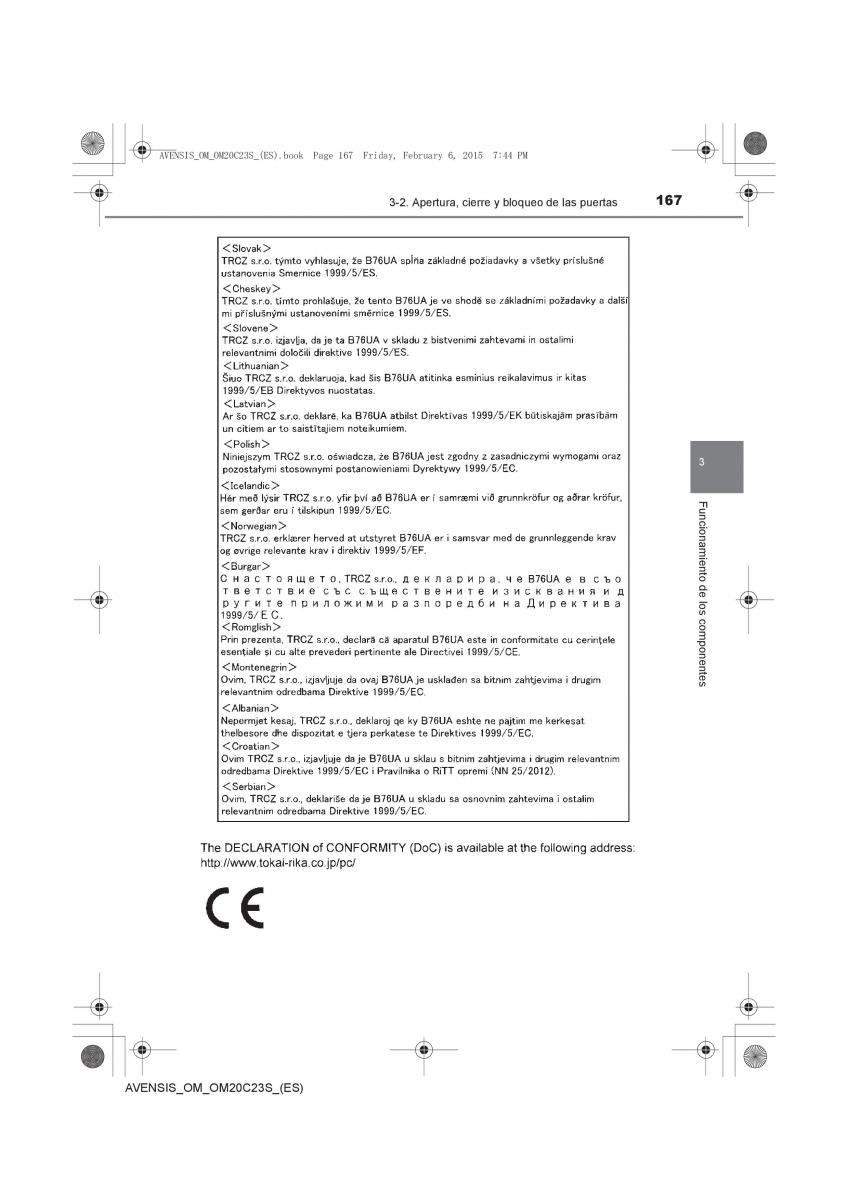 Toyota Avensis IV 4 manual del propietario / page 167