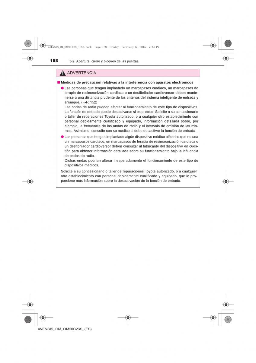 Toyota Avensis IV 4 manual del propietario / page 168