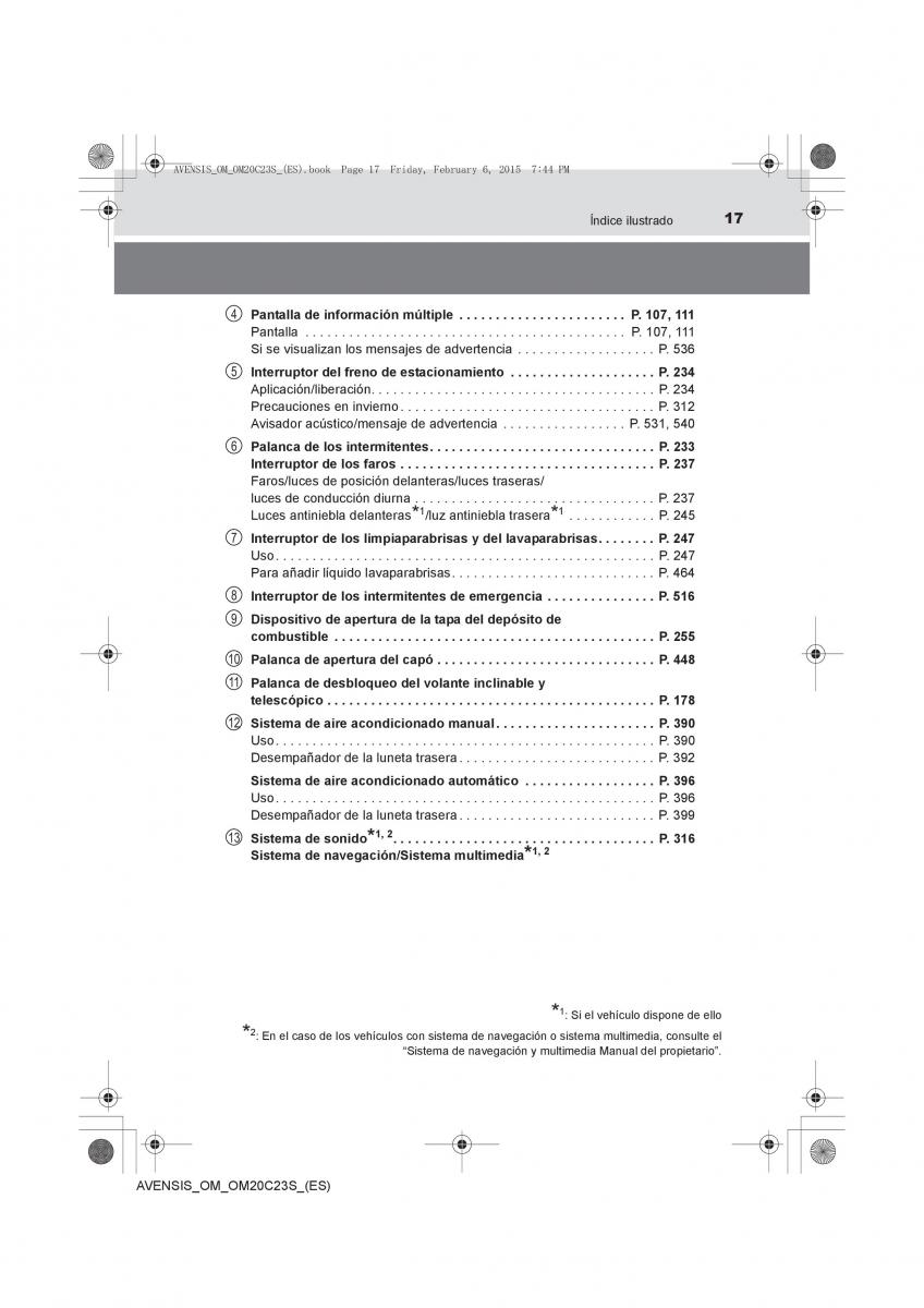 Toyota Avensis IV 4 manual del propietario / page 17