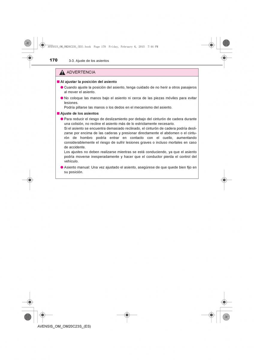 Toyota Avensis IV 4 manual del propietario / page 170