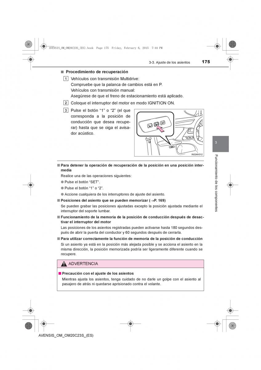 Toyota Avensis IV 4 manual del propietario / page 175