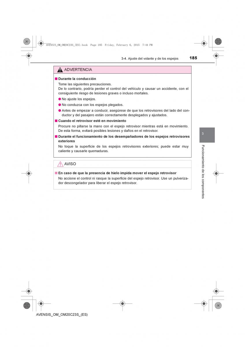 Toyota Avensis IV 4 manual del propietario / page 185