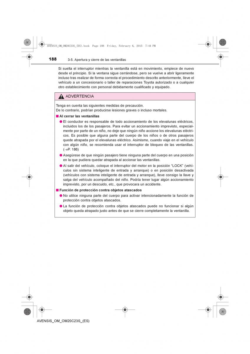 Toyota Avensis IV 4 manual del propietario / page 188